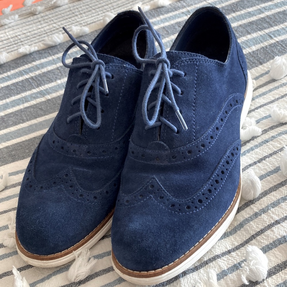 🎉 2x HOST PICK - Cole Haan Navy Suede Oxfords
